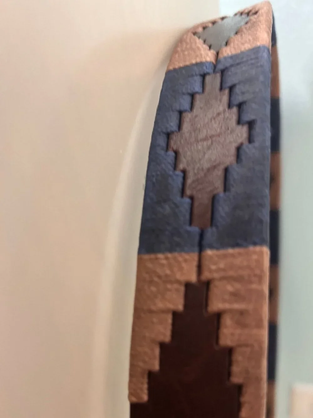 pampeano Brown Leather Argentine Polo Belt Navy Tan Embroidered